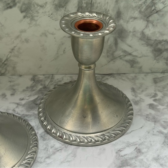 W.B. MFG Weidling Bros. Antique Stamped Set of 2 Silver Candle Holders, 1 229 - Picture 3 of 12